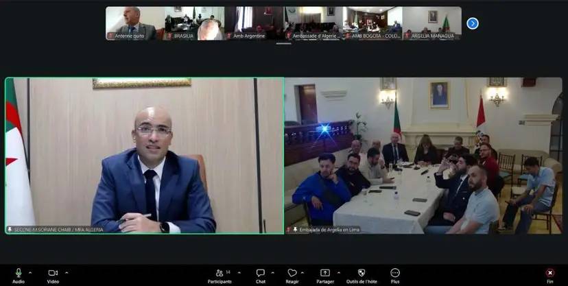 Mr. Chaib Holds a Videoconference Meeting with Members of the Algerian Community in Central and South America